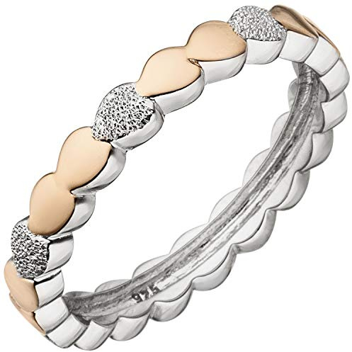 Jobo Damen-Ring Herzen aus 925 Sterling Silber Bicolor vergoldet