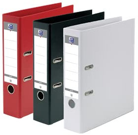 Oxford - Classeurs à Levier A4 XL 80mm 2 Anneaux Capacité 750 Feuilles Couverture Polypro Lot de 3 - Coloris aléatoire