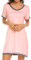 FANSU Chemise de Nuit Femme Manche Courte Sexy Pyjamas Élégant Robe de Nuit Col en V en Simple T Shirt Vêtement de Nuit Couleur Unie Grande Taille (M,Rose)
