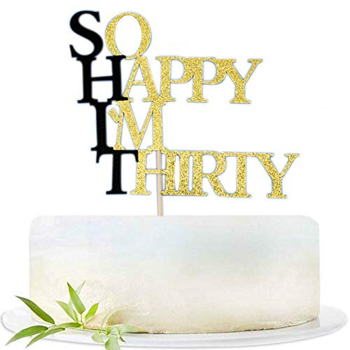 Alissar Kuchendekoration zum 30. Geburtstag, Glitzer, Aufschrift „So Happy I'm Thirty“