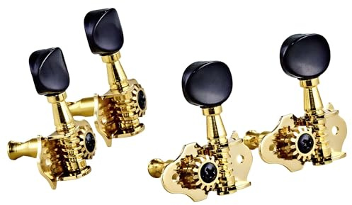 ORTEGA Ukulele Stimmmechaniken-Set, open gear, schwarze ABS Knöpfe, gold (OTMUKOG-GO)