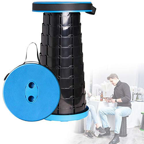 PYapron Tragbarer Klapphocker Faltbar Hocker Leichte Klappstuhl Hält Bis zu 300 Kg Zweite Generation Campinghocker Verstellbare Höhe 6-47 cm Sehr Leicht für Camping, Outdoor, Höhenverstellbar,Blau