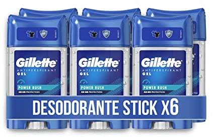 Gillette Clear Gel Antitranspirante Y Desodorante Power Rush Para Hombre, 70 ml x 6