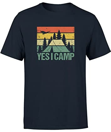 Yes I Camp Herren Campingplatz Wohnmobil T-Shirt Spruch Sprüche, Größe: L, Farbe: Navy
