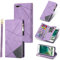 UEEBAI Wallet Case for iPhone 7 Plus iPhone 8 Plus, Vintage Premium PU Leather Cover Flip Case with Card Slots Magnetic Closure Zipper Pocket Kickstand Handbag with Hand Strap - Splice Purple