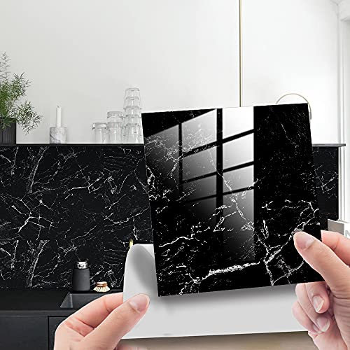 HORIWE Fliesenaufkleber Marmorierung 20x20cm Wandfliese Aufkleber 20 Stück PVC Fliesensticker Fliesen Folie Selbstklebende Tapete Wasserdicht Wandaufkleber für Küche, Schrank, Möbel, Tisch