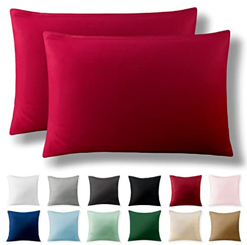Alreya 2er-Set Renforcé Kissenbezug 50 x 75 cm - 100% Baumwolle mit YKK Reißverschluss, Superweicher Kopfkissenbezug 50x75, Kissenhülle, Rot, nur Kissenbezug