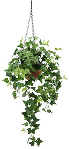 Flair Flower Efeuhänger mit Hängeampel Kunstpflanze Efeu hängend Deko Rankende Girlande Pflanzenampel Ampel Grünpflanze Zimmerpflanze Hängeblume Hängepflanze