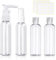 Juego de 4 botellas de viaje transparentes de 100 ml, botellas de aerosol, recipientes de líquido recargables para loción, gel de baño, champú con 2 etiquetas