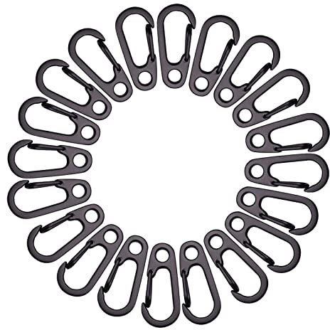 Seadesky 20 Stück Mini Karabiner Set Karabinerhaken Schnapp Verschluss Schlüsselanhänger Clips Snap Schnalle Feder Rucksack Verschlüsse Haken für Camping (Schwarz)