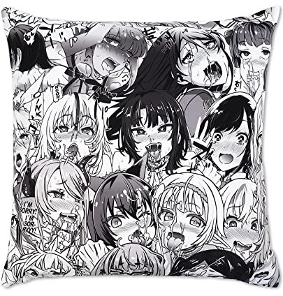 DigiTizerArt Manga Anime Throw Pillows Ecchi Otaku Hentai Waifu Ahegao Girl Manga Anime Throw Pillow, 45X45CM