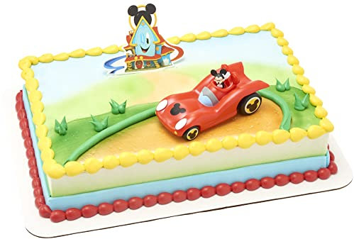 DecoSet® Disney Mickey Mouse Funhouse Sweet Adventures, 2-Piece Topper Set with Waving Mickey In Car and Pic To Set The Scene, For Birthday, Party, Celebration