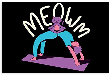 FISH DRAGATE Yoga-Katze, Geschenk-Poster, Leinwand, Schlafzimmer, Dekoration, Sport, Landschaft, Büro, Zimmer, Dekoration, Geschenk, Rahmen-Stil, 30 x 45 cm