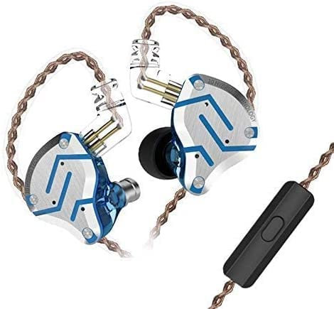 KINBOOFI KZ ZS10 Pro IEM in Ear Monitor, 4BA 1DD KZ Headphone Multi Driver in Ear Earphone IEM on Stage Monitor for Singer Guitarist Drummer(Azul Brillante, con micrófono)