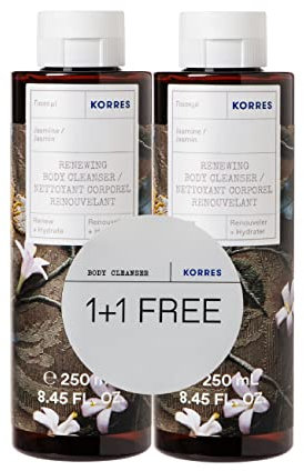 KORRES JASMINE 1+1 Duschgel Set, revitalisierendes Duschgel mit aktiv Aloe-Vera im Vorteilsset, dermatologisch getestet & vegan, 2 x 250 ml