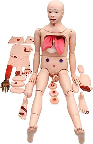 Lehrmodell, multifunktionales Wundversorgungs- und Krankenpflegetrainingspuppe Erste-Hilfe-Traumamodell für die medizinische Krankenpflege, Simulator für die männliche Patientenver