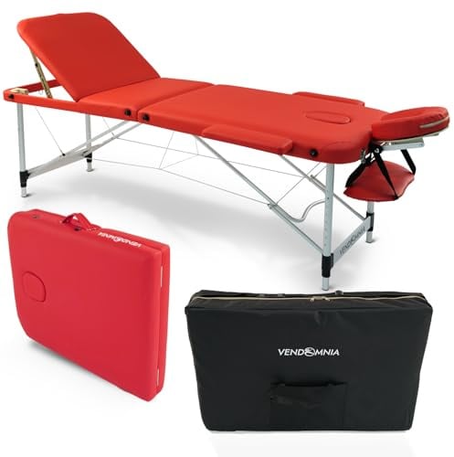 VENDOMNIA Mobile Massageliege - Aluminium mit 3 Zonen höhenverstellbar inkl. hochwertiger Kopfstütze Tasche Armlehnen - Farbwahl Klappbar, Massagetisch Massagebett Massagebank Behandlungsliege