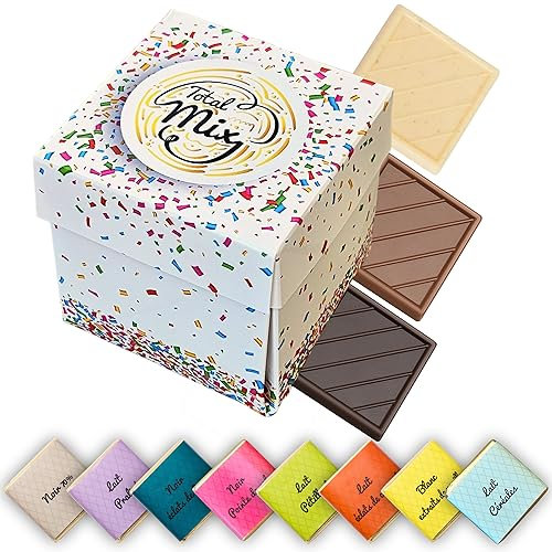 Coffret de Chocolats - Boîte de 40 Carrés de Chocolat - 8 Saveurs à Déguster ou Offrir - Chocolats au Lait et Noir - 100% Pur Beurre de Cacao - Fabriqué en France par Chocolat de Mariage - 200 Gr