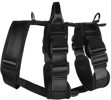 LAVAMOND Hundegeschirr für große Hunde, kein Ziehen, ausbruchsicher, mit Griff, 4 Schnallen, 2 Ringe, weich gepolstert, rutschfest, verstellbar, mittelgroß, einfaches Gehen für Wandertraining,