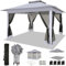 COBIZI Pavillon 3x3 Wasserdicht Stabil Faltpavillon, Pop up Gartenpavillon mit Seitenwänden Moskitonetz,Party Zelt pavillon,Doppeldach Pavillon faltbar für Garten, Grau(Upgraded)