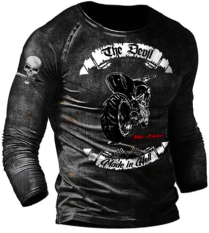 Sport Shirt Herren Retro 3D Druck Langarm T-Shirt Slim Fit Rundhals Casual T-Shirt Herren Frühling Basic T-Shirt Leichte Atmungsaktiv Laufshirt Herren H-008 M