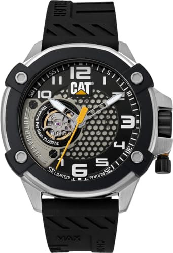 CAT Auto Max Black Herrenuhr, 48 mm Gehäuse, Automatikwerk, Schwarz/Silber, Modern