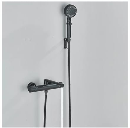 GLYYR Robinet de Baignoire Thermostatique, Mitigeur Baignoire avec Douchette, Bec de Baignoire Long Rotatif, Mitigeur Bain Douche Mural, Laiton