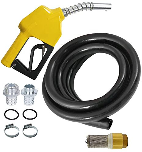 Zapfpistolen Set - für Dieselpumpe Biodiesel Heizölpumpe Ölpumpe Kraftstoffpumpe Wasserpumpe Tauchpumpe Brunnenpumpe Pumpe - Gummi Schlauch 6 m, Rückschlagventil Automatik-Zapfpistole