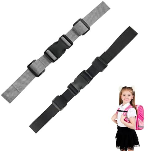 Verstellbarer Brustgurt Rucksack,2 Stück Brustgurt Für Schulranzen,Brustgurt Rucksack Kinder Set,Rutschfest Strapazierfähiger Brustgurt,Nylon Brustgurt mit Schnalle,für Außerhalb Reise(schwarz+grau)