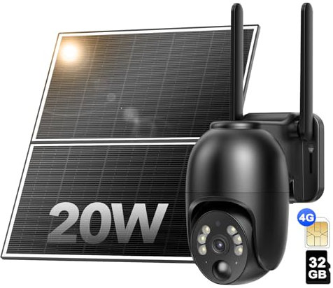NUASI 4G LTE Überwachungskamera mit SIM Karte Aussen 18W Solarpanel, Kabellos Solar PTZ Überwachungskamera Ohne WLAN Outdoor mit PIR-Bewegungsmelder, 2K Farb-Nachtsicht, 355°/105°, 2-Wege-Audio,IP66