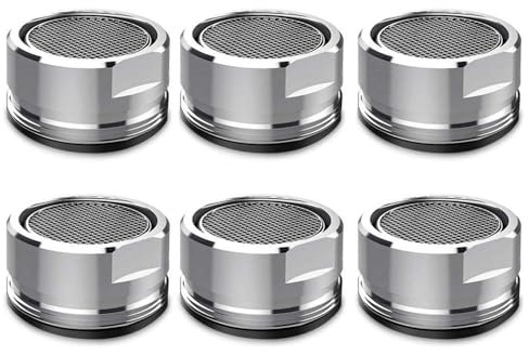 6 Pcs Water Saver Spout Filter Mesh Tap Head Faucet Aerator Replacement Parts Insert Nozzle Kitchen Bathroom Shower Sink Basi 24mm Tool Regulator Flow Silver 6Pcs 24mm