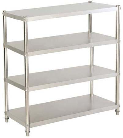 DaiJiubu Edelstahlregal Schwerlastregal Edelstahl KüChenregal Regal KüChe FachböDen Lagerregal Werkstattregal Kellerregal Garagenregal Standregal Speisekammer Lagerral Mit Haken FüR Badezimmer 4BöDen
