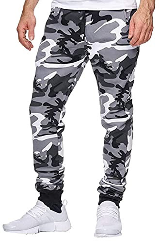 Men's Camouflage Joggers: Mens Sweatpants Loose Fit Men Camo Gym Joggers Multi-Pocket Running Trousers Combat Camouflage Work Pants Plus Size Camouflage Print Pants with Drawstring Men's Gym Pants