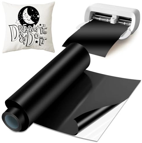 Smart Iron on für Cricut Joy Xtra, 24cm*200cm Smart Heat Transfer Vinyl Rollen HTV, Smart Iron on Vinylfolie Plotter Selbstklebend PU Plotterfolie Textil für DIY Stoffe T-Shirts