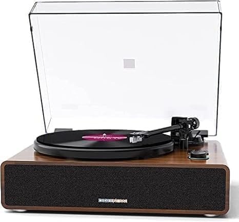 Giradischi in vinile Bluetooth Altoparlante incorporato, giradischi HiFi con trasmissione a cinghia con cartuccia magnetica AT-3600L, ingresso ausiliario RCA, 2 velocità