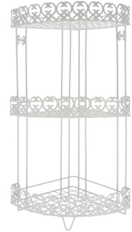 Tradineur - Estantería rinconera de baño, metal, 3 niveles, organizador de productos de aseo, higiene, pared, ducha (Blanco - 61 x 33,5 x 25,5 cm)