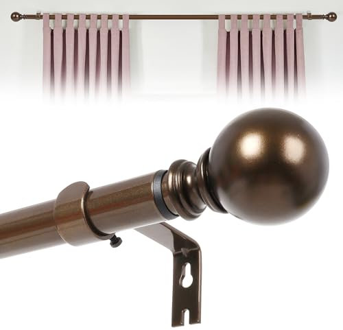 KINGSOW Ausziehbare Gardinenstangen aus Bronze: ausziehbare Gardinenstangen, verstellbare einzelne Gardinenstange, 160–300 cm, für Ösenvorhänge