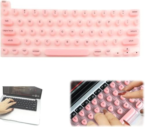 Keyboard Film for Nail Art,Full-Size Keyboard Film,Silicone Raised Keyboard Protective Cover,Nail Art Keyboard Film,Keyboard Cover for Long Nails Typing and Gaming (Pink, Heart Shape)