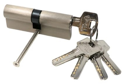 Cerradura cilíndrica de 80 mm (40/40) – Cilindro de seguridad con protección contra perforaciones, 5 llaves de puntos y tornillo, resistente para puertas interiores y exteriores, compatible con DIN