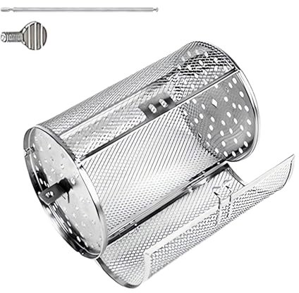 Rotating BBQ Baskets for Outdoor Grill - BBQ Rotisserie Grill Rotating Grill | Wind-up BBQ Rolling Grill Cage, Outdoor Chicken Wing Basket, Ideal for Camping, Tailgati