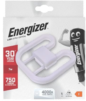 Energizer LED 4-Pin GR10q 2D Lamp, 750 Lumens, 4000K Cool White, 30 Year Lifespan