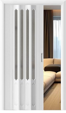 Porte pliante accordéon en PVC imperméable et insonorisant, porte coulissante d'intérieur pour douche et grandes ouvertures, installation facile, 2 m de haut