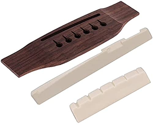 1Pcs 6-String Acoustic Guitar Bridge Left Handed, with Nut Saddle