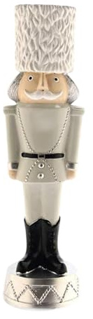 Christmas Decorative Soldier in White Polyresin and Black Nutcracker Style Boots H.25cm