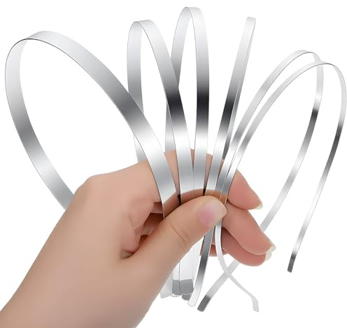 Thinp 6 Pcs Thin Metal Headband, 6 Size Silver Wire Headband-Smooth Plain Headbands for Crafts Blank DIY Headbands for Women Girls DIY Hair Accessories (3mm/4mm/5mm/6mm/7mm/10mm)