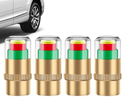 HonJiekomy 8Pcs Auto-Reifendruck-Ventilkappe, Luftdruckmesser Reifenventilkappen, Warnung Sicherheit 3 Farben Sensoranzeige, Reifendruckkontrollanzeige