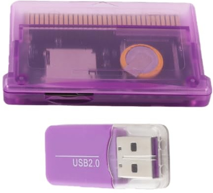 GBA SD Cartridge, Flash Cart Game Cartridge for GameBoy Advanced, Support TF Card for GBA/SP/GBM/IDS/NDS/NDSL, 2GB Capacity Game Cartridge for Retro Gaming (Purple Transparent)