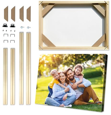 Vanshue Marco de Lienzo 40x60 cm (16x24 pulgadas), Adecuado para Lienzo 45x65 cm, Kit de Barras Estiradoras de Madera DIY para Pintura al Óleo, Pintura de Diamantes, Pósters, Múltiples Tamaños con Kit