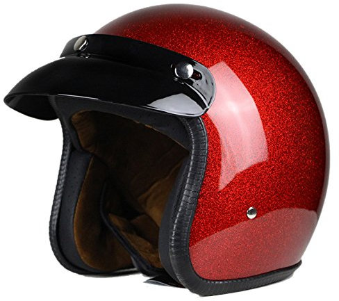 Woljay 3/4 Offener Sturzhelm, Helmet Motorrad-Helm Jet-Helm Scooter-Helm Halbhelme Motorrad Helm Flat Rot (L)