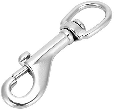 Ganchos de Seguridad giratorios, Gancho de Acero Inoxidable 316 Gancho de Plata Redondo con Cierre de Ojo Gancho para Cadena de Mascotas de Buceo(92mm)